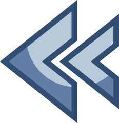 left arrow vector icon transparent background. replaceable blue color design