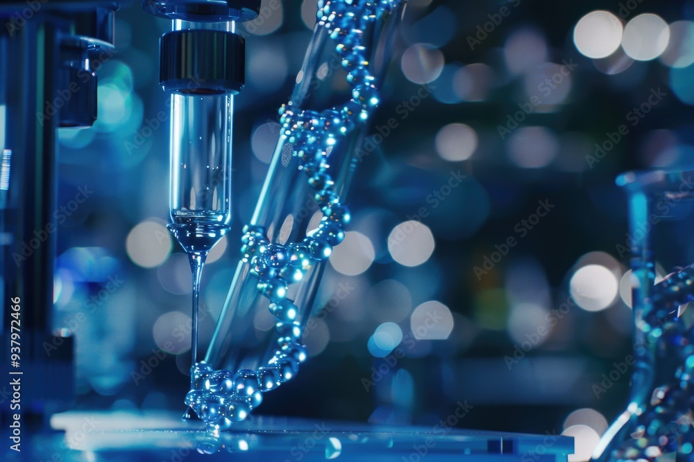Poster A close-up view of a machine with beads installed