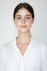 Portrait of a Young Woman with Natural Makeup and Radiant Skin