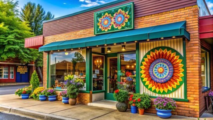 Obraz premium Local Business With A Vibrant, Eye-Catching Logo Displayed Prominently On Its Storefront And Sign