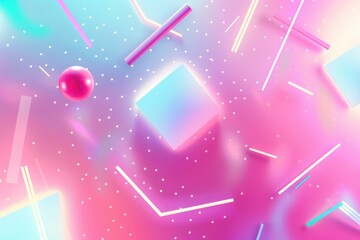 Pink and blue geometric patterns on a bright colorful background