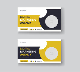 Corporate business and digital marketing youtube thumbnail or web banner template