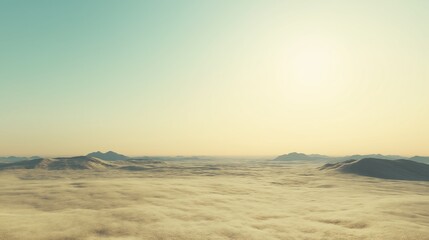 Fototapeta premium Foggy mountain landscape at dawn with a bright sky