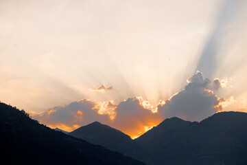Mountain silhouette with a stunning light variation