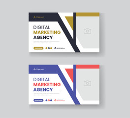 Corporate business and digital marketing youtube thumbnail or web banner template