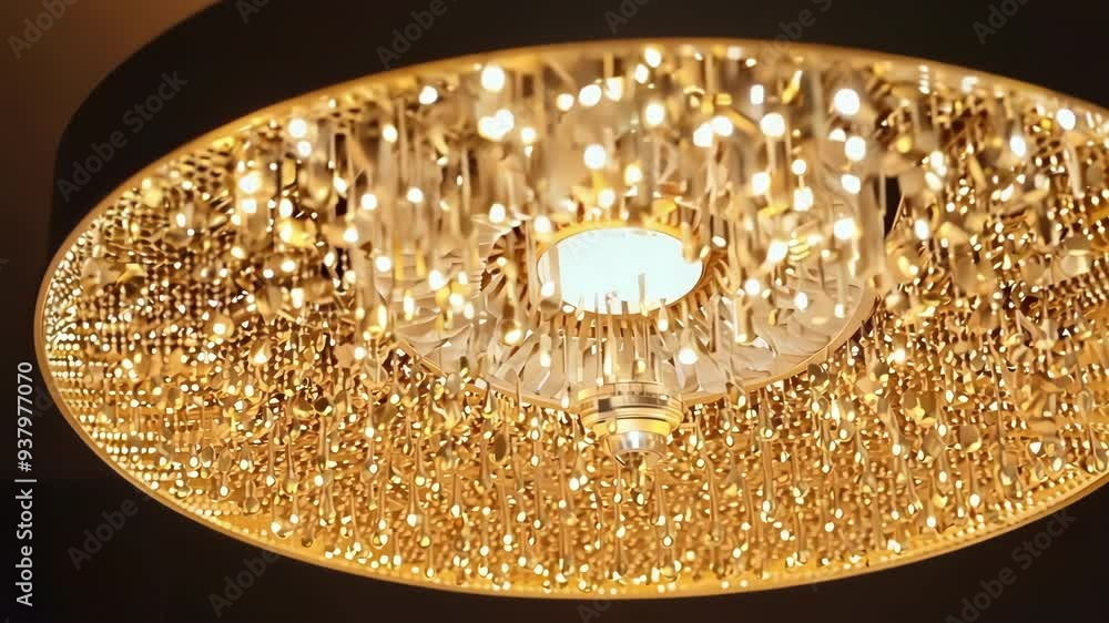 Poster modern round chandelier with a warm golden glow adds sophistication to any space, creating a festive