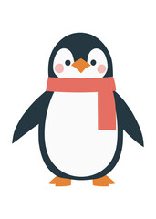 Obraz premium マフラーをつけたペンギンのイラスト