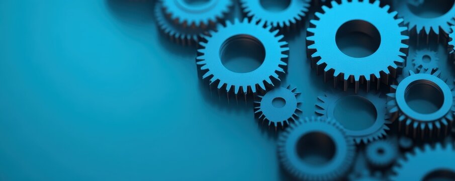 Macro view of interconnected gears labeled with economic terms, representing complex policy mechanisms, concept of economic regulation. 