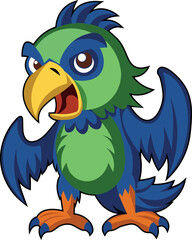 Colorful Angry parrot cartoon illustration