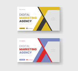 Corporate business and digital marketing youtube thumbnail or web banner template