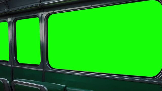 train with big view window green screen transportation video