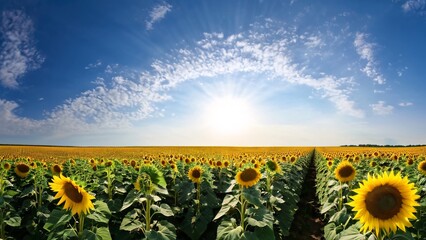 Obraz premium Field of Sunflowers Facing the Sun