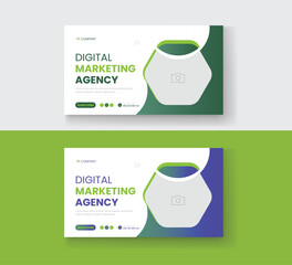 Corporate business and digital marketing youtube thumbnail or web banner template
