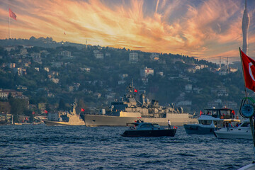 People in Istanbul watch warships passing through the Bosphorus. October 29 Republic Day  (Turkish:...