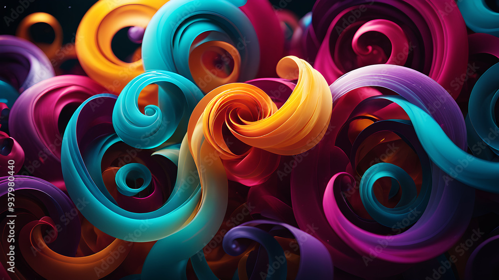 Poster vivid swirls of color blending seamlessly in a soft gradient
