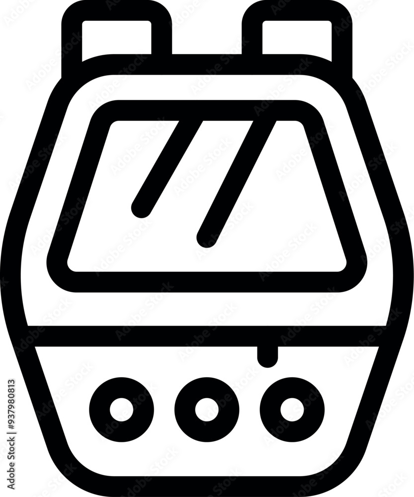 Poster line icon of a smart watch, showing a blank screen and three buttons on the bottom part
