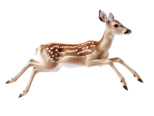 photo of a fawn floating mid-air on isolated background
