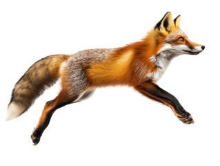 fox floating mid-air on isolated background
