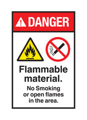 Warning Flammable Material No Smoking Open Stock Vector