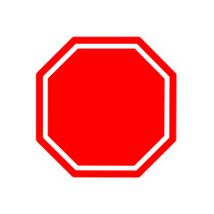 blank red octagon icon vector on white background. stop icon