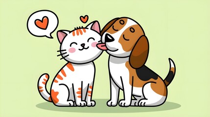 Cartoon Dog and Cat Vector - Cute Animal Nature Icon Illustration