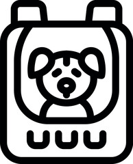 Simple icon of a dog passport, showing a dog's face, for identifying your pet when travelling abroad