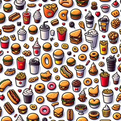 Seamless crispy chicken fast food patterns for texture printing wrapper clothing as graphics resource