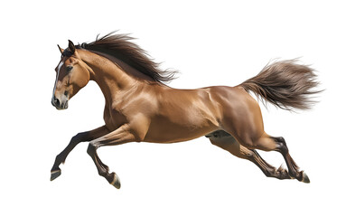 photo of a wild horse floating mid-air on isolated background
