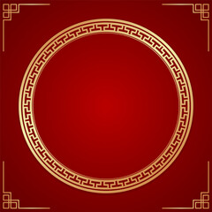 Happy Chinese new year 2025. Chinese new year banner with circle for show product. Greeting card. China frame with lantern on red background.