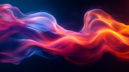 Obraz premium Vibrant Dynamic Wave with Grainy Color Flow on Black Background for Abstract Banner and Poster Design - Generative AI