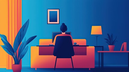 Smart home office with voice-controlled gadgets, remote worker managing tasks hands-free, modern tech, convenience in remote work