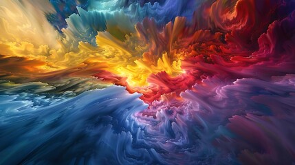 A vibrant abstract representation of swirling colors and textures, evoking a sense of movement and emotion.