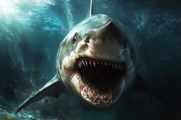 Fototapeta premium Dangerous Shark Wallpaper For Desktop , ai