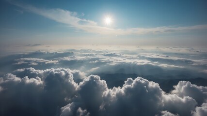 Aerial perspective of cloud cover under a cerulean sky.