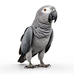 Obraz premium A closeup view of a majestic gray parrot showcasing its striking and beautiful features isolated on white background