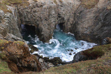 Sea caves and arches at Dungeon Provincial Park near Bonavista, Newfoundland, Canada
