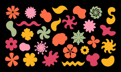 Set of groovy doodle style geometric shapes