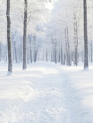 A serene winter forest filled with snow-covered trees offers a calming retreat amidst the lively festivities of the holiday season.