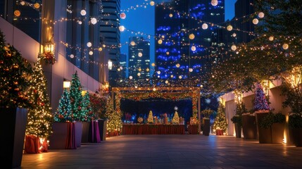 Festive Christmas Lights Illuminating City Street