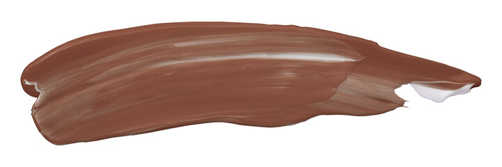 Shiny brown liquid brush strokes isolated on transparent background