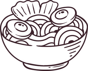 udon japanese food style line art