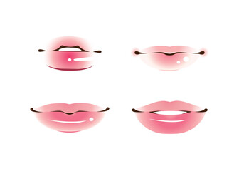 Sexy female lips in pink color. Kawaii cartoon style