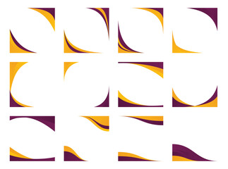 Abstract Business Curve Corner Border Edge for Decoration. Header Cover Graphic Element Set. Vector Illustration