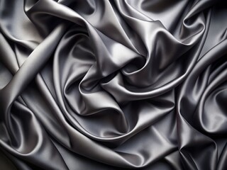 Obraz premium Rich, smooth, and luxurious dark grey silk or satin fabric texture, perfect as an abstract background for high-end designs, conveying elegance and sophistication.