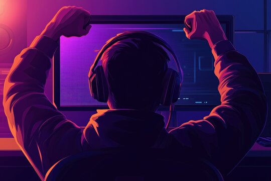 Minimalist illustration of a streamer announcing a giveaway, [Viewer Engagement], [Live Gaming], No logo, No Trademark, No text, minimal concept with copy space for stock photo