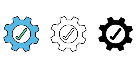 Technical gear and check icon set. Checking assistance symbol isolated background. repair instruments flat simple infographics design template. vector illustration.