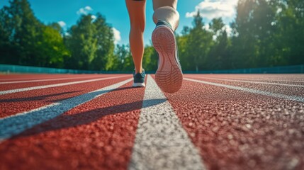 On the road, a runner athlete engages in a fitness jogging workout, wellness concept