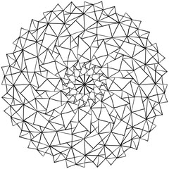 Simple outline mandala of triangles, creative zen coloring page for activity and design