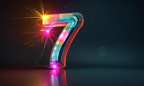 Beautiful colorful shining 3D number seven