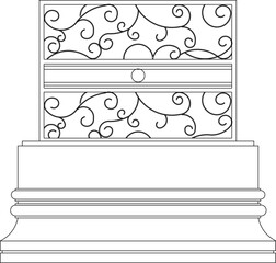 Vector sketch illustration, silhouette, decorative design, furniture, pattern, background, ornament, carving, old, classic, vintage, ethnic, traditional